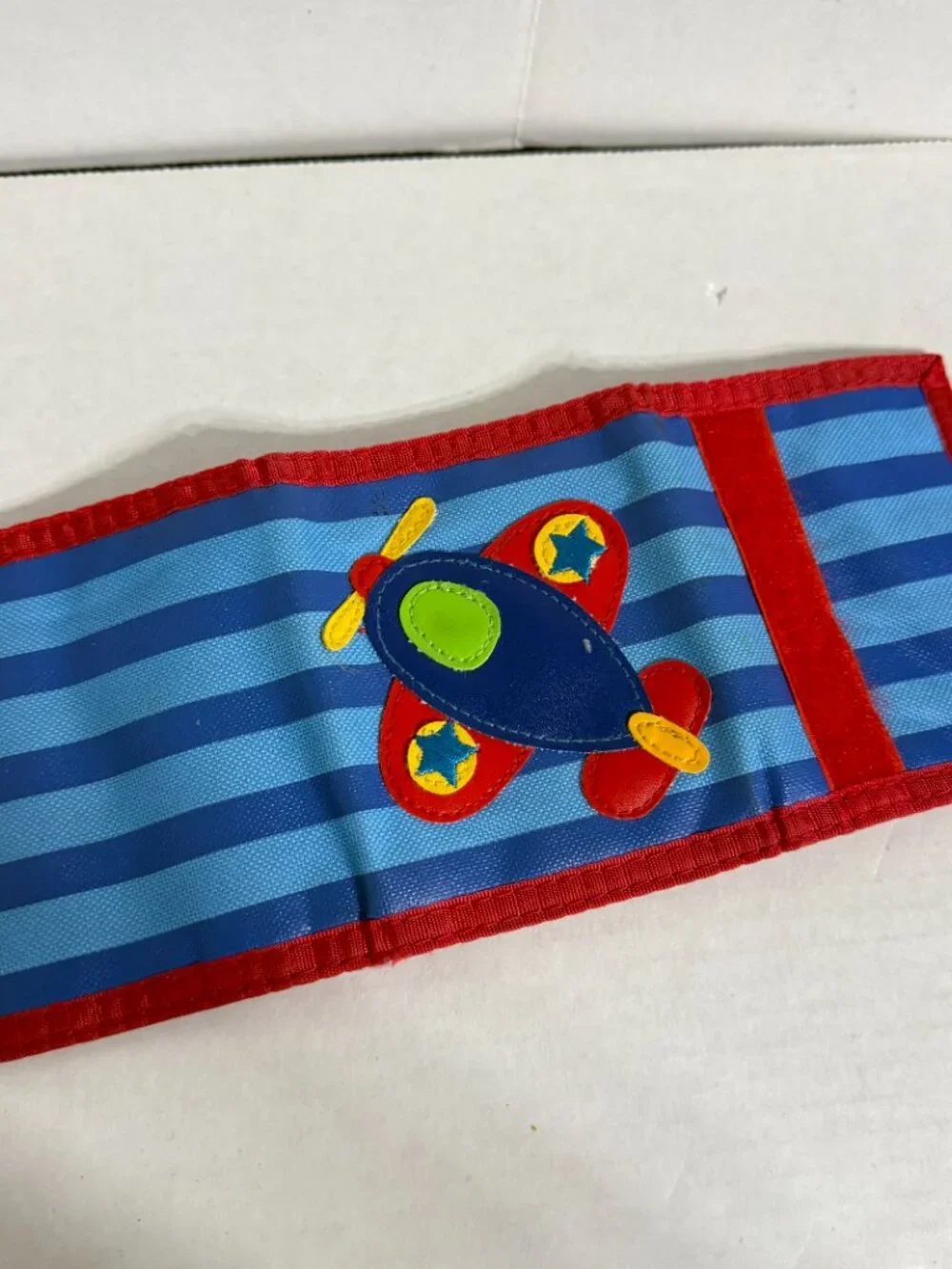 Boys Wallet Stephen Joseph Cute Airplane Rare Adorable Hook Loop Trifold Blue